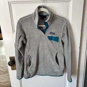 Patagonia Re-Tool Quarter Snap Fleece Pullover Gray/Teal Women's Size Medium